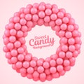 Pink candy balls round frame with place for your content Royalty Free Stock Photo
