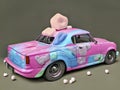 Pink candy car made of fabric