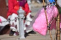 Pink Candy floss - Cotton candy for sale in a busy street Royalty Free Stock Photo