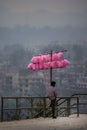 Pink candy floss seller in Kathmandu Royalty Free Stock Photo