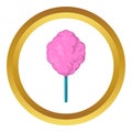 Pink candy floss vector icon, cartoon style Royalty Free Stock Photo