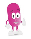 Pink capsule characters with shadows. Cute happy smiling pill Royalty Free Stock Photo