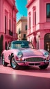 Pink car on a pink background. Royalty Free Stock Photo