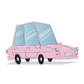 Pink car with four seats