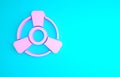 Pink Car motor ventilator icon isolated on blue background. Minimalism concept. 3d illustration 3D render