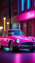 Pink car on a pink background. Royalty Free Stock Photo