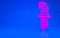 Pink Car spark plug icon isolated on blue background. Car electric candle. Minimalism concept. 3d illustration. 3D