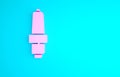 Pink Car spark plug icon isolated on blue background. Car electric candle. Minimalism concept. 3d illustration 3D render