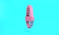 Pink Car spark plug icon isolated on turquoise blue background. Car electric candle. Minimalism concept. 3D render