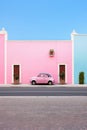 Pink car on the street of the old town of Trinidad, Cuba Royalty Free Stock Photo