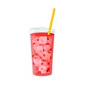 Pink carbonated drink. Vector illustration on a white background.