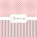 Pink card invitation with polka dots and stripes