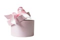 pink a cardboard box with pink ribbon. Isolate Royalty Free Stock Photo