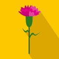 Pink carnation icon, flat style