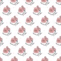 From Pink Carnation with Love Vector Pattern Royalty Free Stock Photo