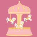 Pink Carousel Merry Go Round in Circus and Amusement Park