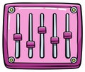 Pink Cartoon Audio Mixer with Sliders, Sound Control Panel, Volume Equalizer, Audio Equipment Royalty Free Stock Photo