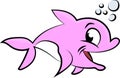 Pink Cartoon dolphin swimming underwater vector illustration Royalty Free Stock Photo