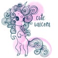 Pink cartoon fairytale unicorn