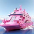 Pink Cartoon Ferry In Assassin\'s Creed Style - 3d Cgi Art