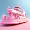 Pink Cartoon Ferry In Assassin\'s Creed Style - 3d Cgi Art