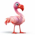 Pink Cartoon Flamingo 3d Render - Lifelike Representation