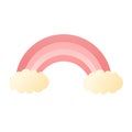 Pink cartoon rainbow and clouds. Valentine\'s day decoration. Cartoon vector illustration
