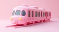 A pink cartoon train on pink tracks Royalty Free Stock Photo