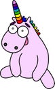 Pink cartoon unicorn seat. Rainbow horn and mane. Vector image Royalty Free Stock Photo