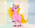 Pink cartoon unicorn