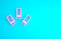 Pink Cartridges icon isolated on blue background. Shotgun hunting firearms cartridge. Hunt rifle bullet icon. Minimalism