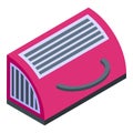 Pink cat carrier icon isometric vector. Pet travel