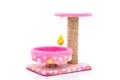 Pink cat tree on white background Royalty Free Stock Photo