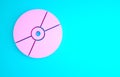 Pink CD or DVD disk icon isolated on blue background. Compact disc sign. Minimalism concept. 3d illustration 3D render Royalty Free Stock Photo