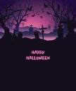 Pink Cemetery halloween background vertical banner Royalty Free Stock Photo