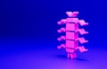 Pink Centipede insect icon isolated on blue background. Minimalism concept. 3D render illustration