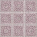 Pink ceramic mosaic wall floor tile with white vintage ornament 3D seamless texture Royalty Free Stock Photo