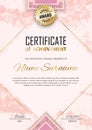 Pink certificate template. Luxury white pink marble with gold square for department cosmetic, parfume, stores, business