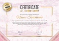 Pink certificate template. Luxury white pink marble with gold square for department cosmetic, parfume, stores, business