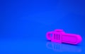 Pink Chainsaw icon isolated on blue background. Minimalism concept. 3d illustration. 3D render Royalty Free Stock Photo
