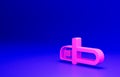 Pink Chainsaw icon isolated on blue background. Minimalism concept. 3D render illustration Royalty Free Stock Photo