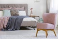 Pink chair in bedroom Royalty Free Stock Photo