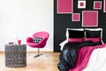 Pink chair in girly bedroom Royalty Free Stock Photo