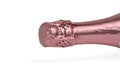 Pink champagne bottleneck isolated
