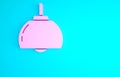 Pink Chandelier icon isolated on blue background. Minimalism concept. 3d illustration 3D render