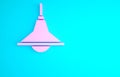 Pink Chandelier icon isolated on blue background. Minimalism concept. 3d illustration 3D render