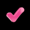 Pink checkmark icon isolated on black background Royalty Free Stock Photo