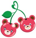 Pink cherries fruit shaped teddy bear faces