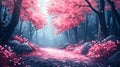 Pink Cherry Blossom Forest Path Royalty Free Stock Photo