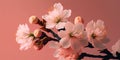Pink cherry blossom Sakura branch on rose color background wallpaper. Spring blossom. Pastel. Royalty Free Stock Photo